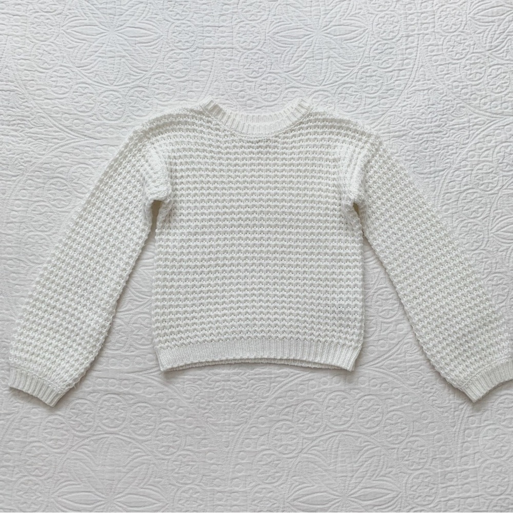 Forever 21 Girls' Chunky Knit Crewneck Sweater,‎ White (US 7/8)